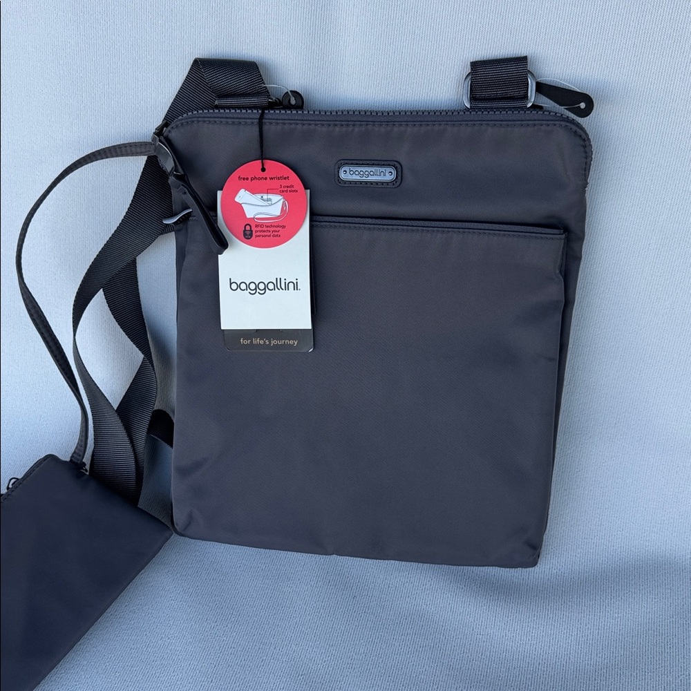 Baggallini Charcoal Messenger Bag & RFID Pouch